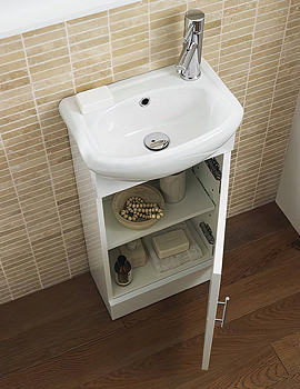 Sienna 420mm Wide Floor Standing White Cabinet And Basin