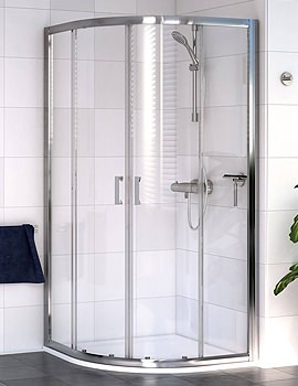 Aqualux Shine 6 Quadrant 1850mm High Polished Silver Shower Enclosure - Image