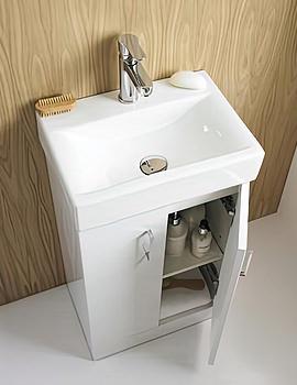 Nuie Checkers 460mm Floor Standing Cabinet And Basin Gloss White
