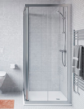 Twyford Geo Corner Entry Shower Cubicle With 6mm Glass And Polished Silver Frame - Image