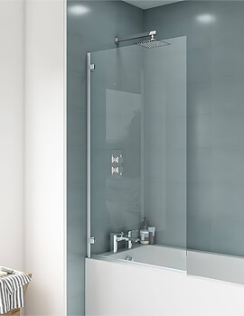 Nuie Ella 780 x 1400mm Square Single Panel Hinged Bath Screen - Image