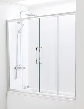 Lakes Classic Over Bath Silver Semi Frame-less Double Slider Door