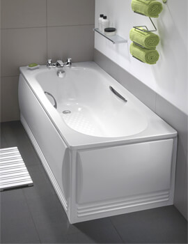 Twyford Celtic White Plain Steel Bath Single Ended With Legs And Grips