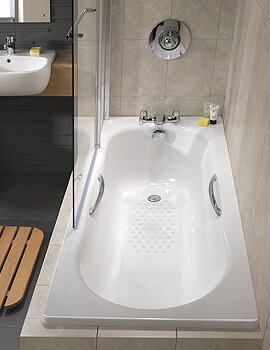 Twyford Celtic White Slip Resistant Steel Bath With Grips - 1700 x 700mm - 140 Litre - Image