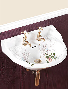 Silverdale Victorian Garden White 2TH Cloakroom Basin - Image