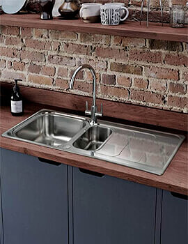 Rangemaster Houston 985 x 508mm Micro-Sheen Finish Stainless Steel 1.5B Inset Kitchen Sink - Image