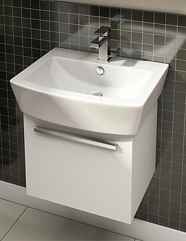 IMEX Bloque 470mm Wall Hung Single Drawer Unit And 550mm Basin Gloss White - Image