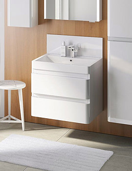 IMEX Flite White Wall Hung Double Drawer Unit And Basin 600mm