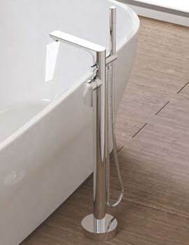 Pura Suburb Chrome Floor Mounted Bath Shower Mixer Tap With Handset - Image
