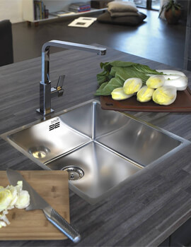 Reginox New York Single Bowl Stainless Steel Integrated Sink 220mm - Image