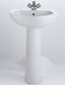 Twyford Option 1 Tap Hole White Washbasin With Pedestal 550 x 450mm - Image