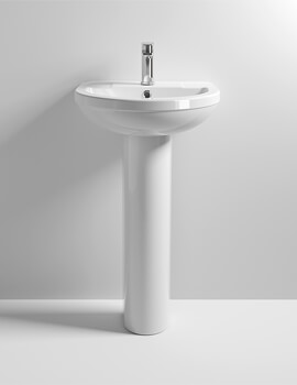Nuie Harmony 500mm Wide 1 Tap Hole Basin With Full Pedestal - Image