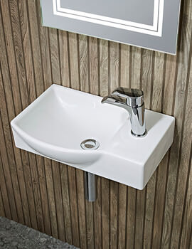 Tavistock Blend Compact White Wall Hung 450mm Basin With 1 Right Hand Tap Hole - Image