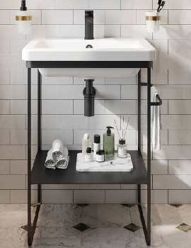 Saneux Volato Matte Black Floor Standing Washstand For Indigo Washbasin - Image