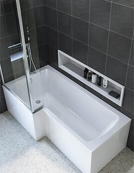 Shannon 4mm Acrylic Single Ended L-Shaped Shower Bath 1500 x 850mm
