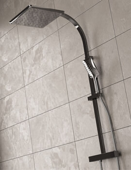 Vertico Thermostatic Exposed Chrome Bar Valve With Rigid Riser And Diverter