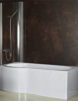 1700mm Curved-P Whirlpool Bath With Front Panel And Screen