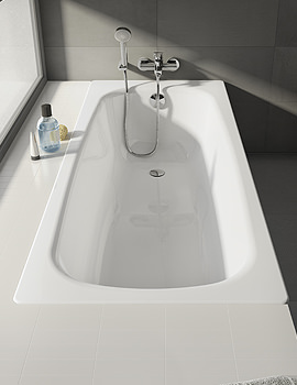 Roca Contesa Luxurious Single Ended Rectangular Steel Bath White - Image