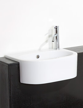 Saneux Uni 460mm Gloss White Semi Recessed Washbasin