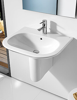 Roca Nexo Wall Mounted White Basin With 1 Tap Hole