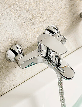 Roca Monodin-N Wall-Mounted Chrome Bath-Shower Mixer Tap With Automatic Diverter - Image