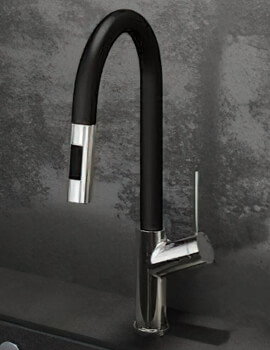 Abode Virtue Nero Chrome And Black Pull Out Kitchen Sink Mixer Tap - Image
