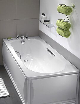 Twyford Celtic White Plain Steel Bath With Grips And Legs 1500 x 700mm - Image