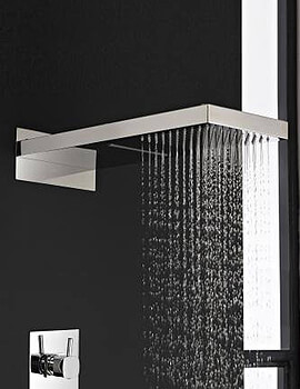 Hudson Reed Wall Mounted Rectangular Fixed Shower Head Chrome With Waterfall - Image