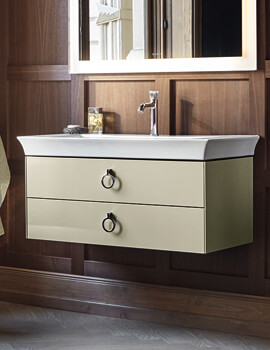 White Tulip Wall Mounted 2 Drawer Vanity Unit With Handle