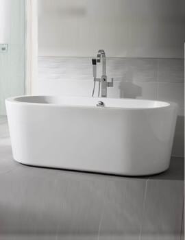 Essential Pebble 1700 x 800mm White Freestanding Bath - Image