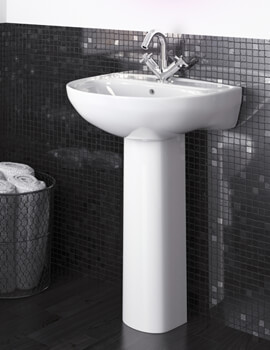 Lawton 550mm 1 Tap Hole White Basin With Pedestal