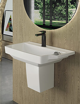 WhiteVille Wing Edgy 650mm Wide Gloss White 1TH Washbasin - Image