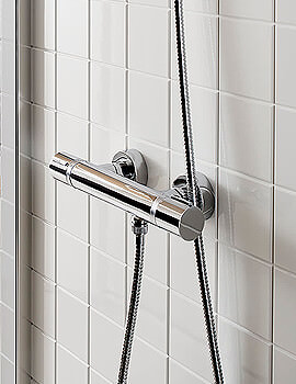 Roca T-1000 Wall Mounted Chrome Thermostatic Shower Mixer With Kit - Image