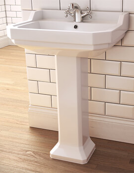 IMEX Wyndham White 580mm Wide Basin And Full Pedestal - Image