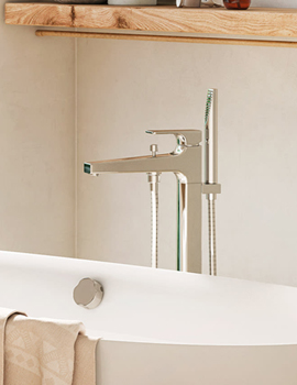 Roca L90 Chrome Floor Standing Bath Shower Mixer Tap With Automatic Diverter - Image