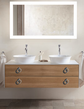 White Tulip Wall Mounted Vanity Unit With Handle For 2 Washbowl