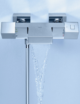Grohe Grohtherm Cube Wall Mounted Chrome Thermostatic Bath-Shower Mixer Tap - Image