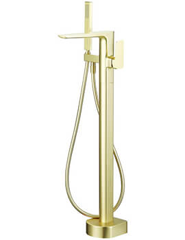 Joseph Miles Finissimo Brushed Brass Floor Standing Bath Shower Mixer Tap - Image
