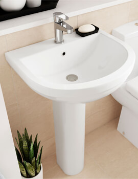 Nuie Ivo 550mm Wall Mounted White 1 Tap Hole Basin With Semi Pedestal - Image