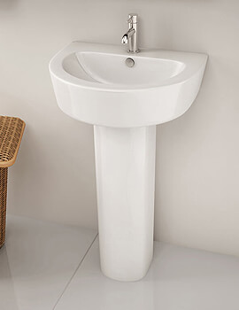 IMEX Arco White 550mm One Tap Hole Pedestal Basin - Image