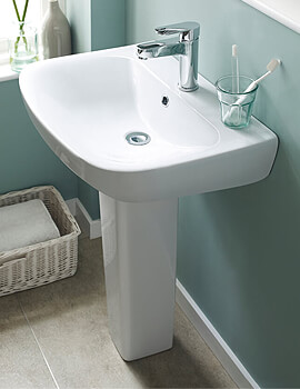 Ava 545mm Wide 1 Tap Hole White Basin With Full Pedestal