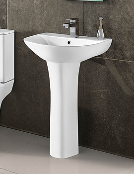 Nuie Freya 550mm Wide Basin And Pedestal White - Image