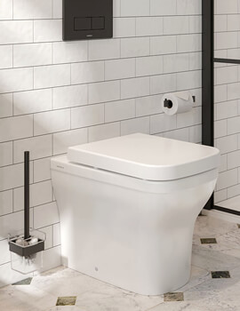 Saneux Indigo Gloss White Back To Wall WC Pan Rimless With Toilet Seat - Image