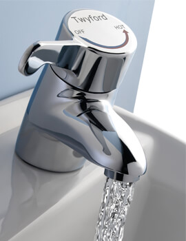 Twyford Sola Top-Quality Thermostatic Chrome Monobloc Basin Mixer Tap With Copper Tails - Image