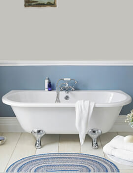Hudson Reed Kenton 1700 x 750mm Back-To-Wall Freestanding White Acrylic Bath With Legs - Image