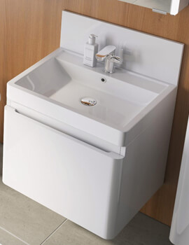 IMEX Flite White 900mm Wall Hung Single Drawer Unit And Basin - Image