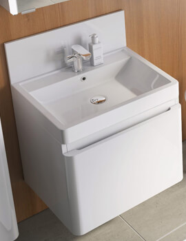 IMEX Flite White 600mm Wall Hung Single Drawer Unit And Basin - Image