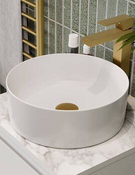 Saneux Sienna Round Gloss White Countertop Washbasin - Image