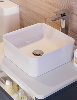 Saneux Sienna 350mm Wide Gloss White Countertop Washbasin - Image