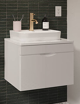 Saneux Vita 1 Taphole Gloss White Washbasin - Image